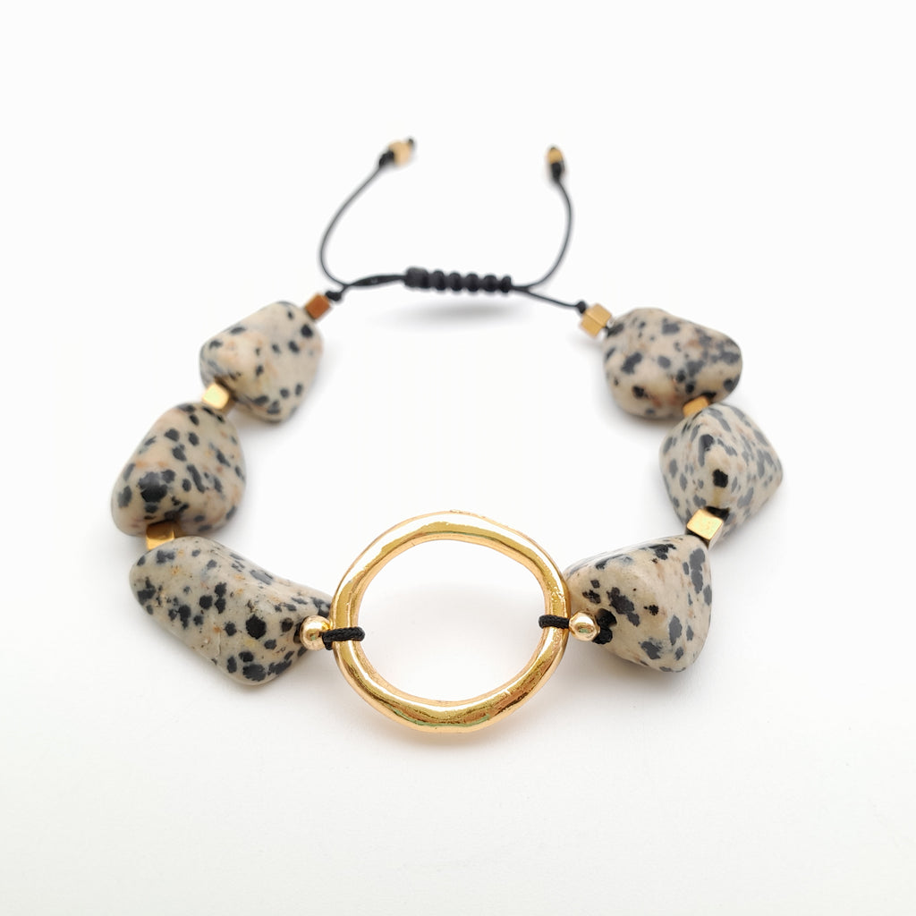 Pebble Sliding Bracelet - Dalmatian Jasper