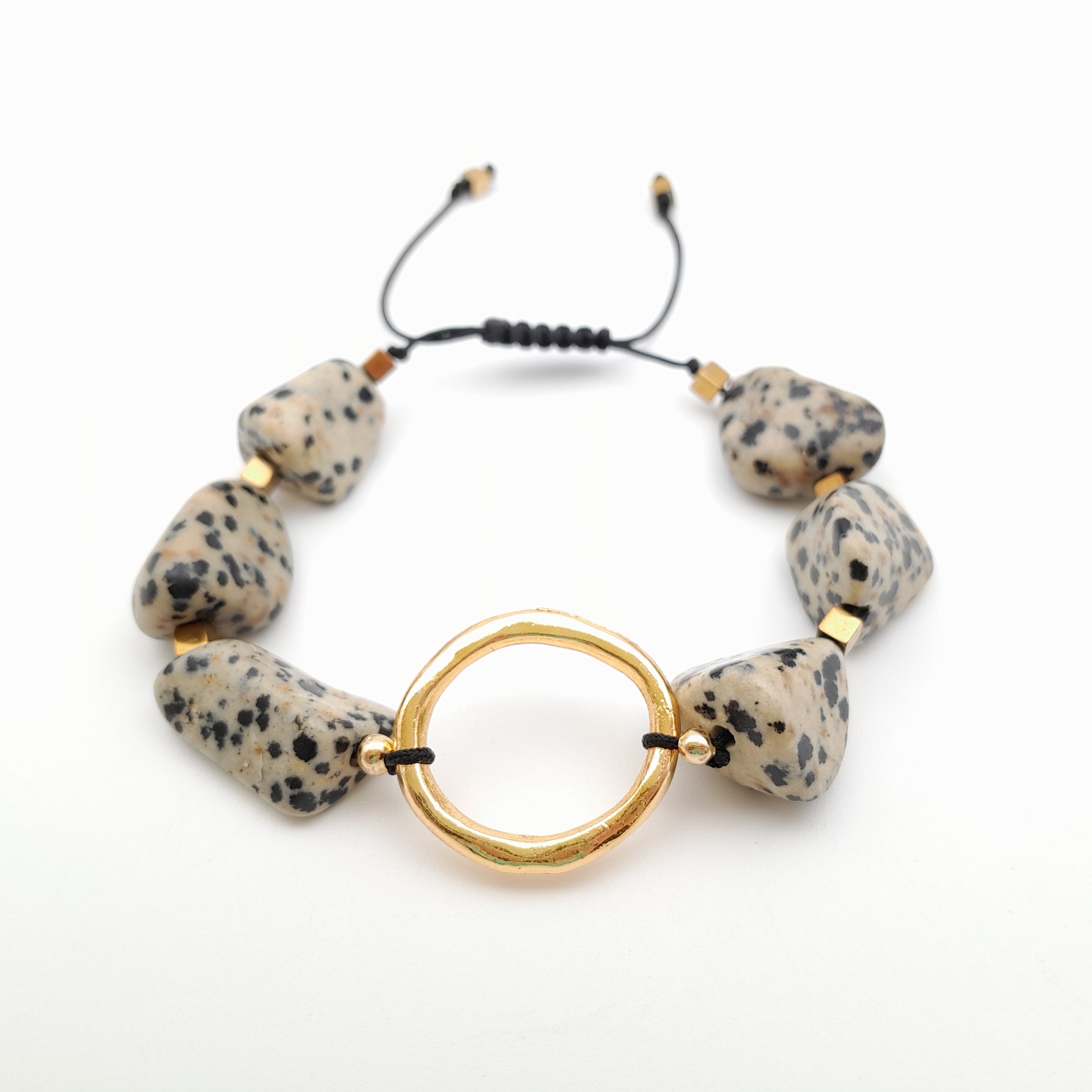 Pebble Sliding Bracelet - Dalmatian Jasper