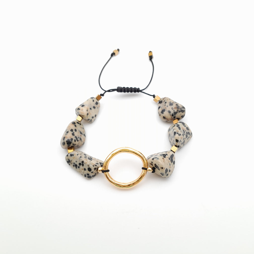 Pebble Sliding Bracelet - Dalmatian Jasper