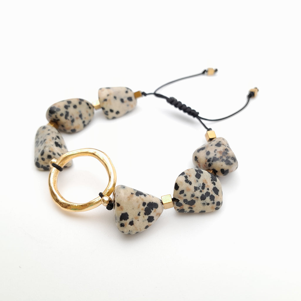 Pebble Sliding Bracelet - Dalmatian Jasper