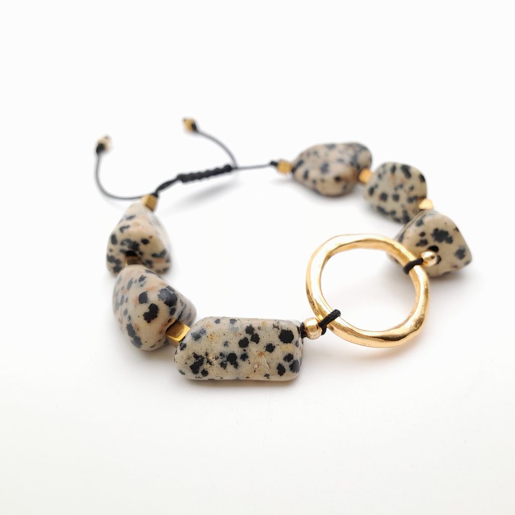 Pebble Sliding Bracelet - Dalmatian Jasper