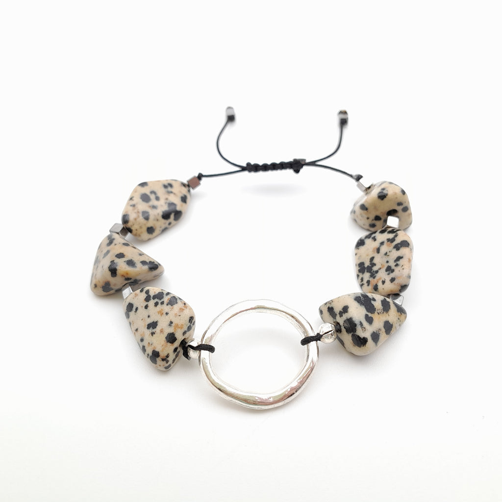 Pebble Sliding Bracelet - Dalmatian Jasper