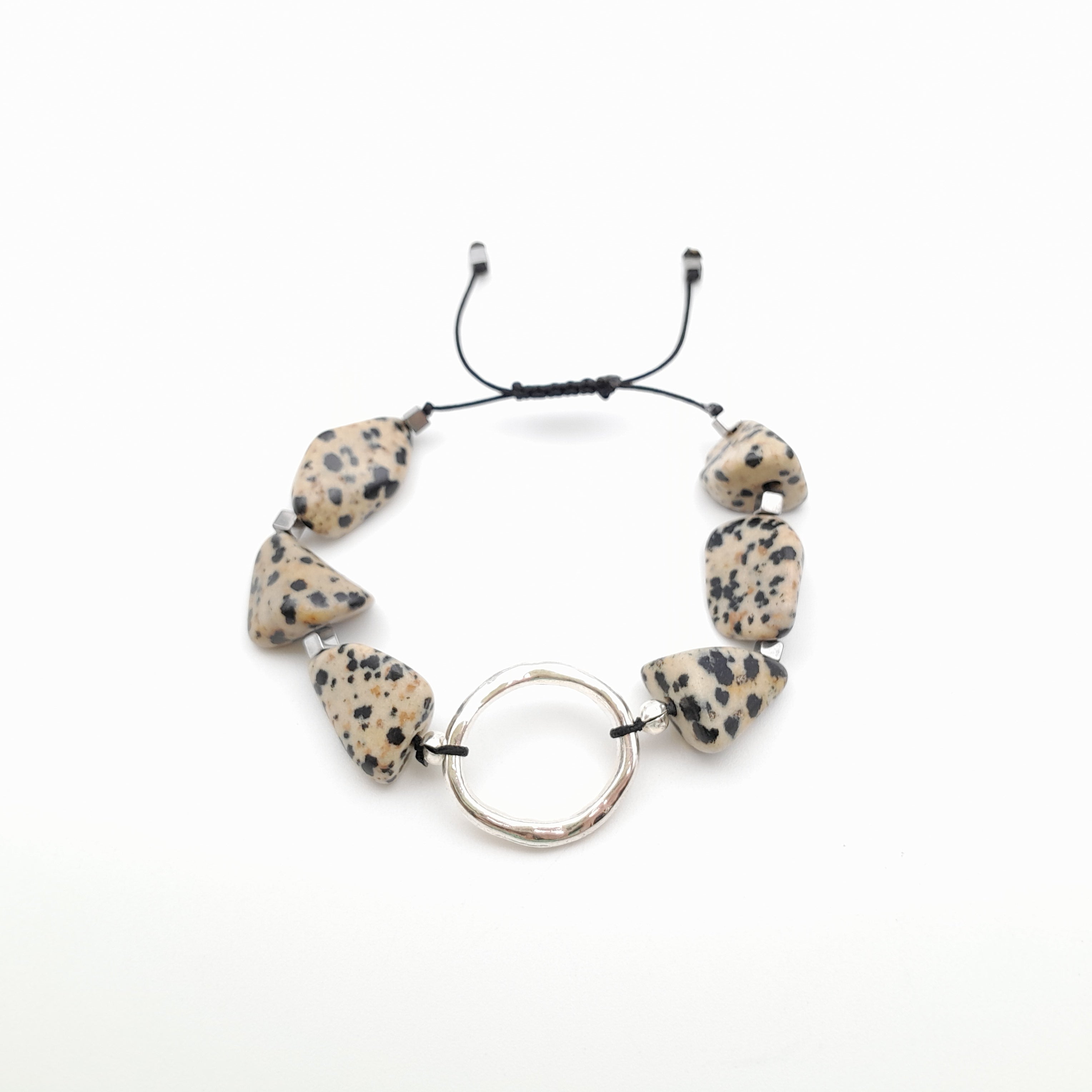 Pebble Sliding Bracelet - Dalmatian Jasper