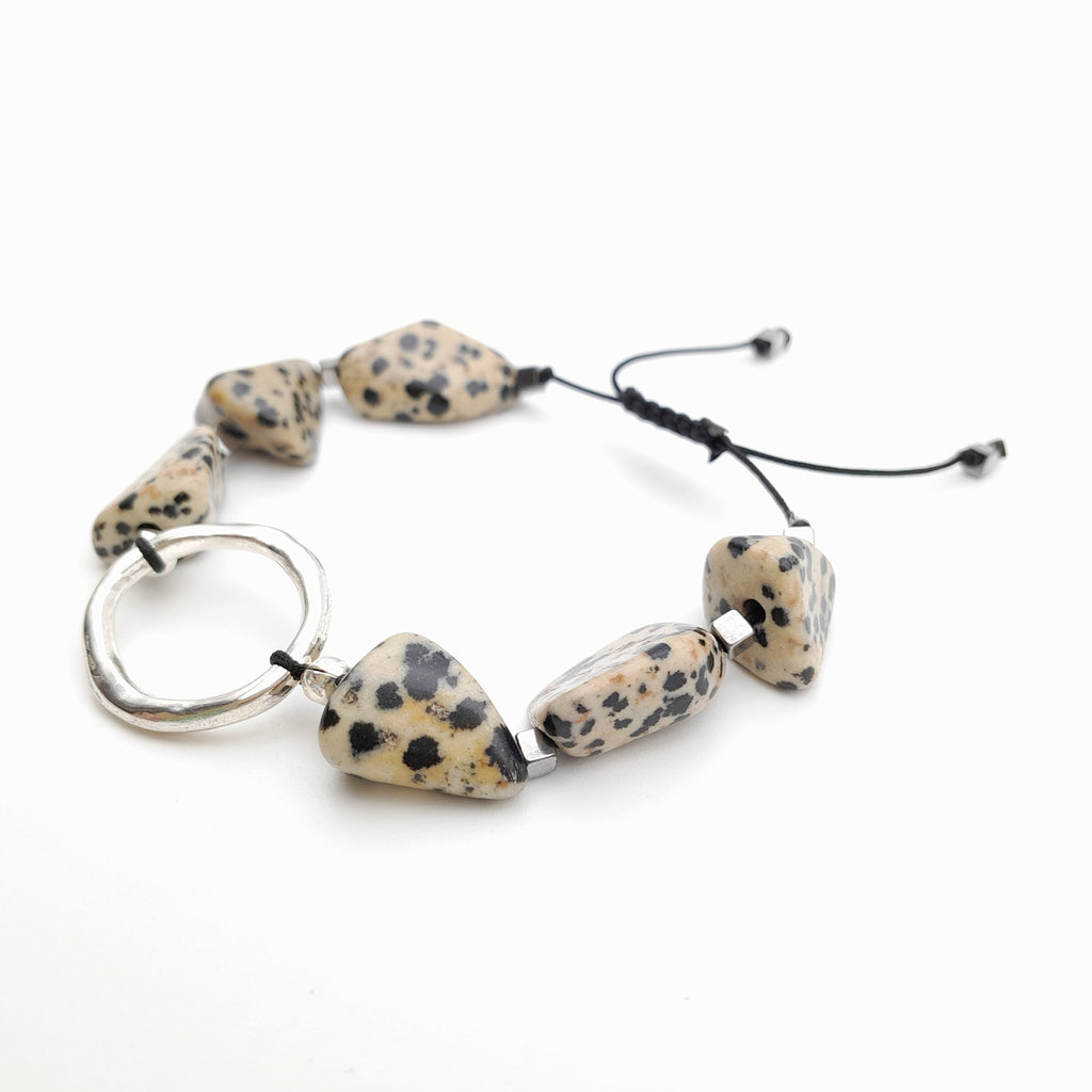 Pebble Sliding Bracelet - Dalmatian Jasper