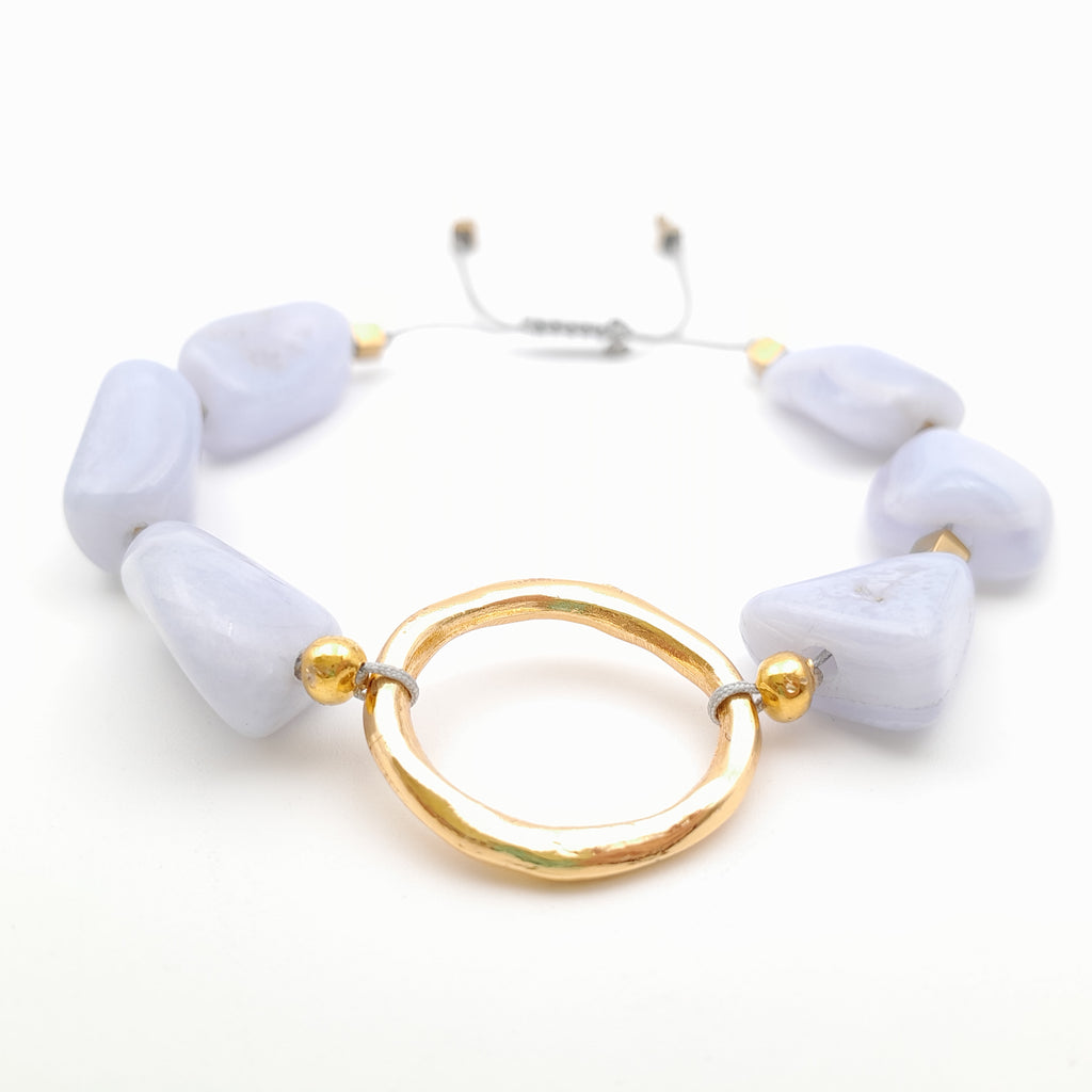 Pebble Sliding Bracelet - Blue Lace Agate