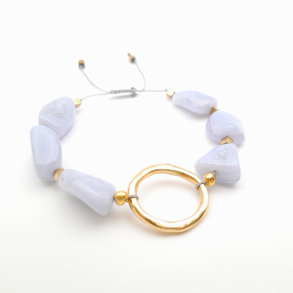 Pebble Sliding Bracelet - Blue Lace Agate
