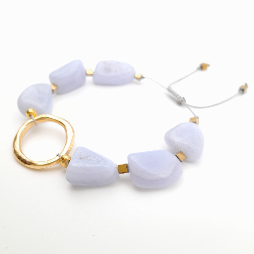 Pebble Sliding Bracelet - Blue Lace Agate