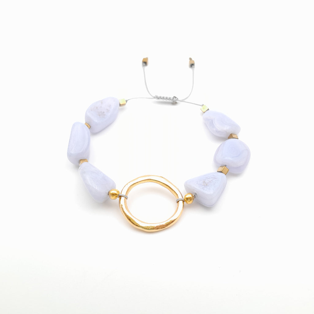 Pebble Sliding Bracelet - Blue Lace Agate