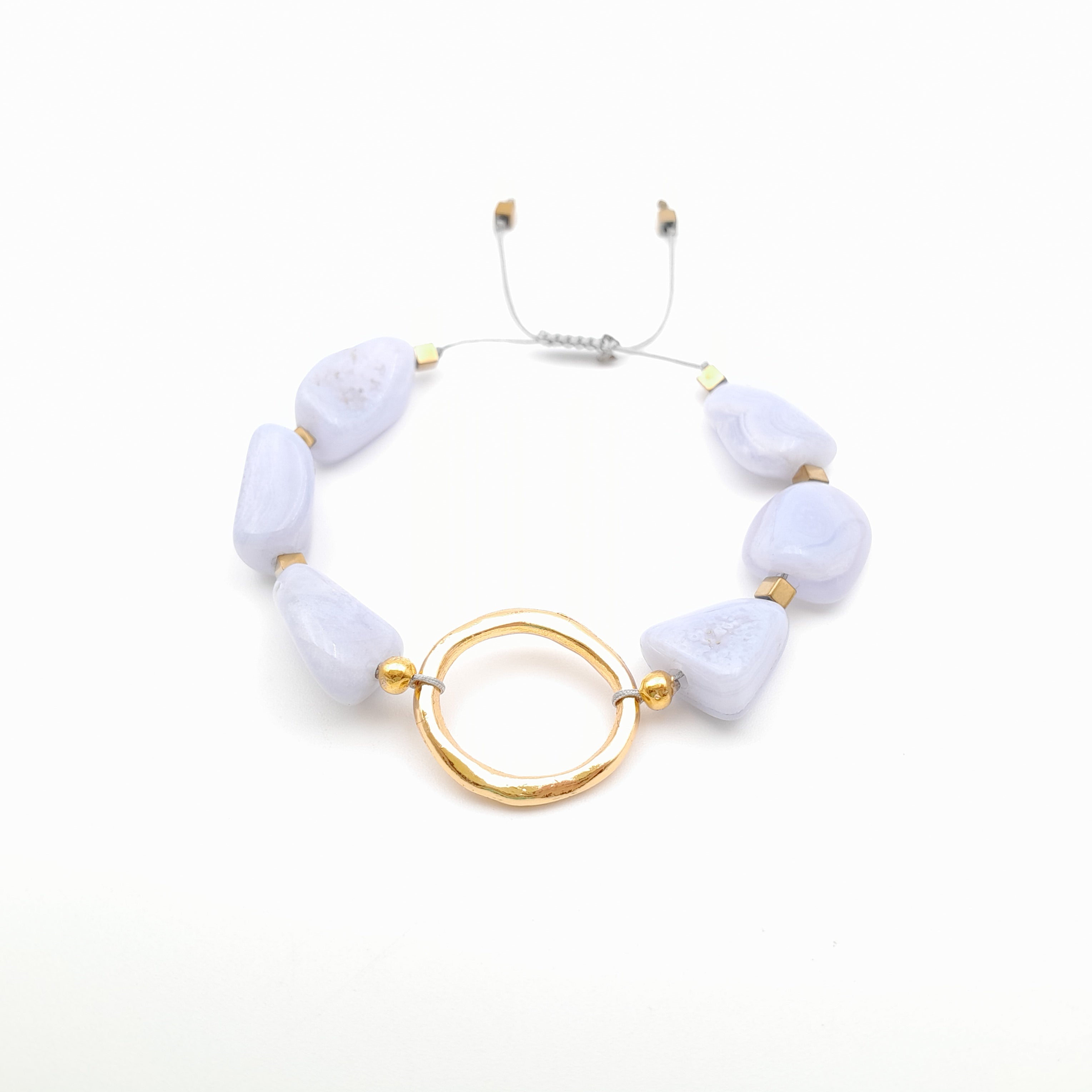 Pebble Sliding Bracelet - Blue Lace Agate