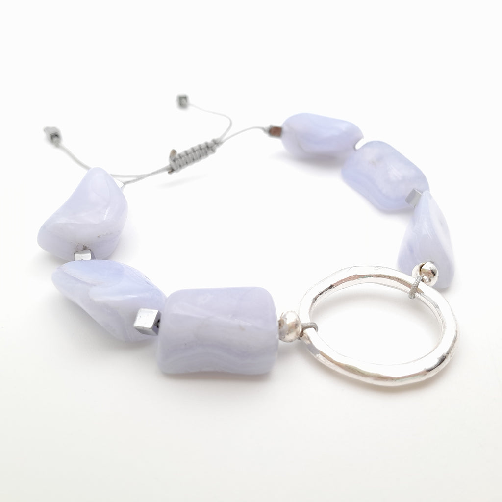 Pebble Sliding Bracelet - Blue Lace Agate