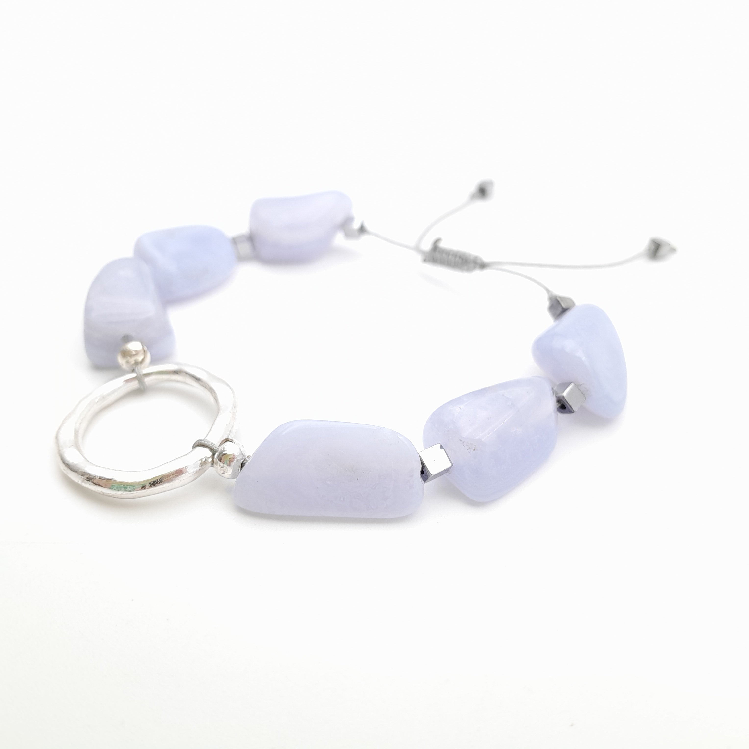 Pebble Sliding Bracelet - Blue Lace Agate