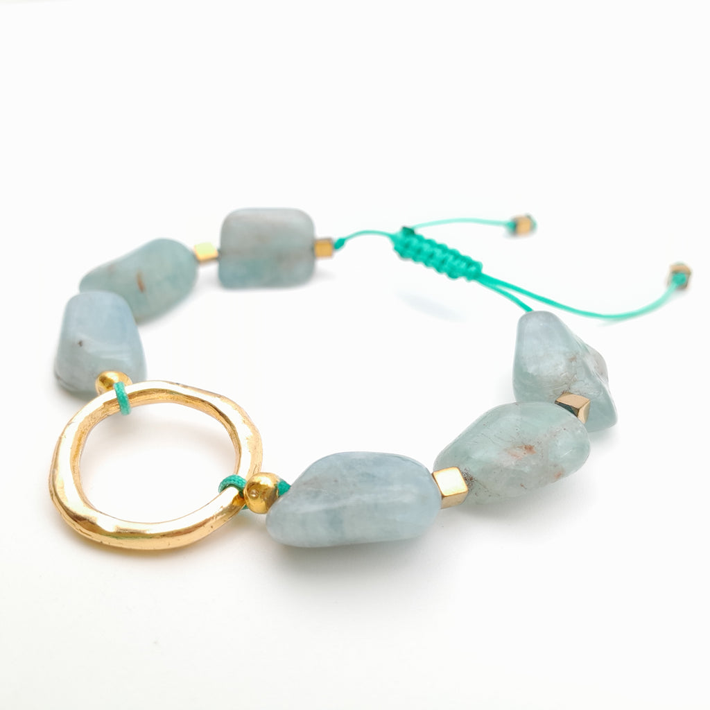 Pebble Sliding Bracelet - Aquamarine