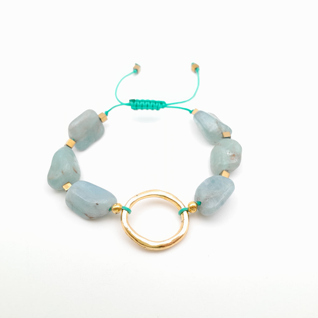 Pebble Sliding Bracelet - Aquamarine