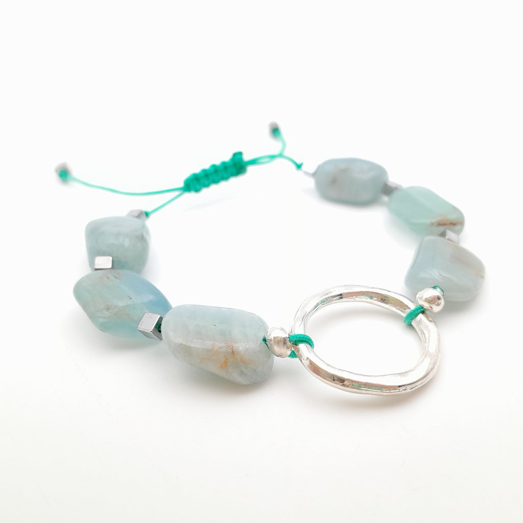 Pebble Sliding Bracelet - Aquamarine