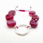Pebble Sliding Bracelet - Hot Pink Agate