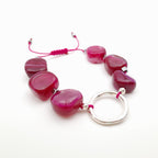 Pebble Sliding Bracelet - Hot Pink Agate