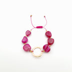 Pebble Sliding Bracelet - Hot Pink Agate