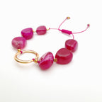 Pebble Sliding Bracelet - Hot Pink Agate