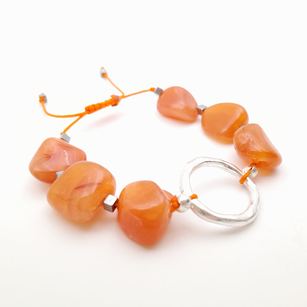 Pebble Sliding Bracelet - Carnelian
