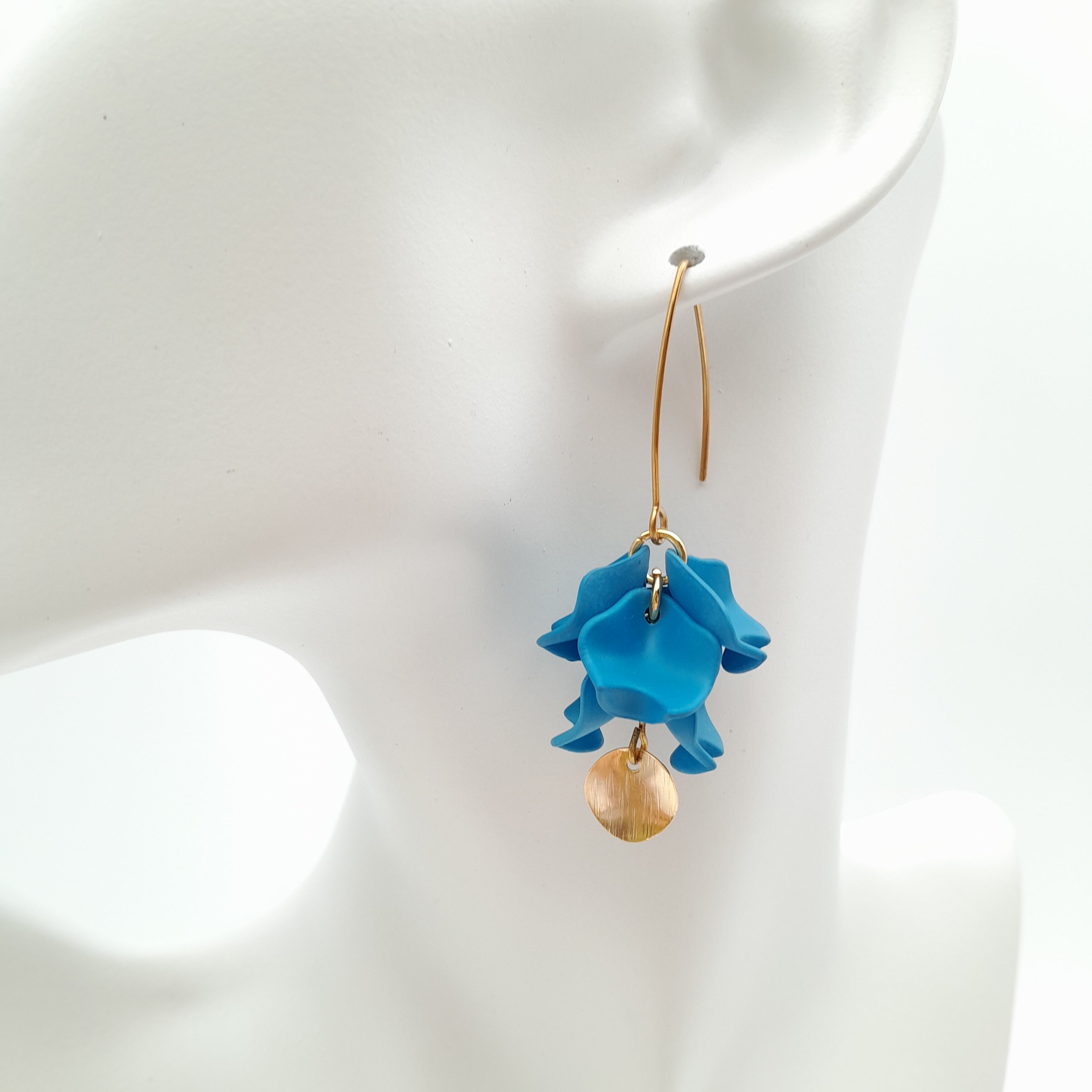 Petal Cluster Drop Earrings - Cornflower