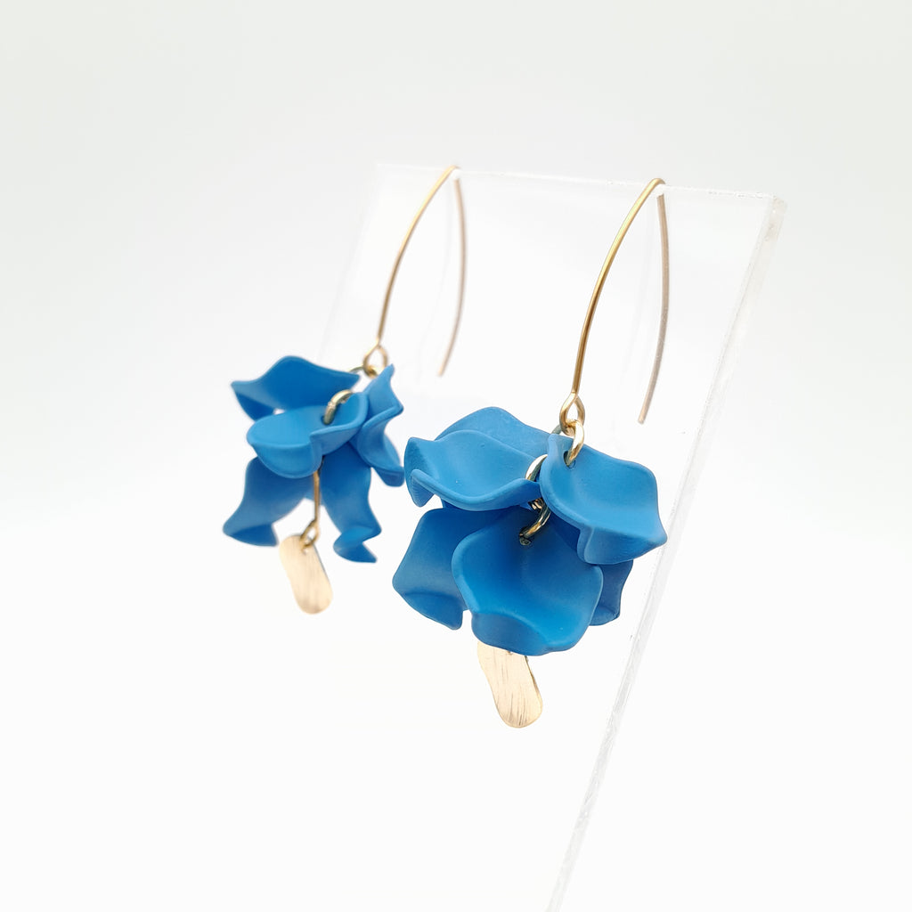 Petal Cluster Drop Earrings - Cornflower