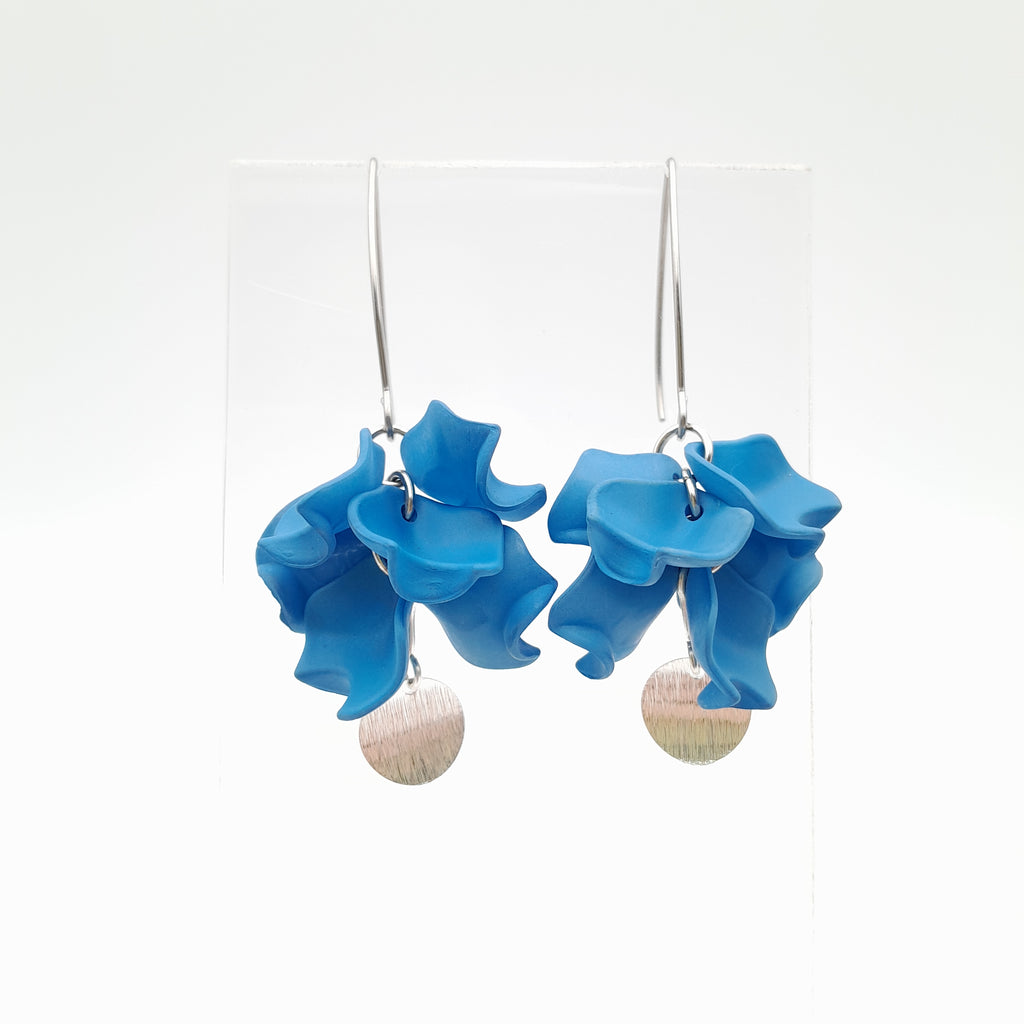 Petal Cluster Drop Earrings - Cornflower