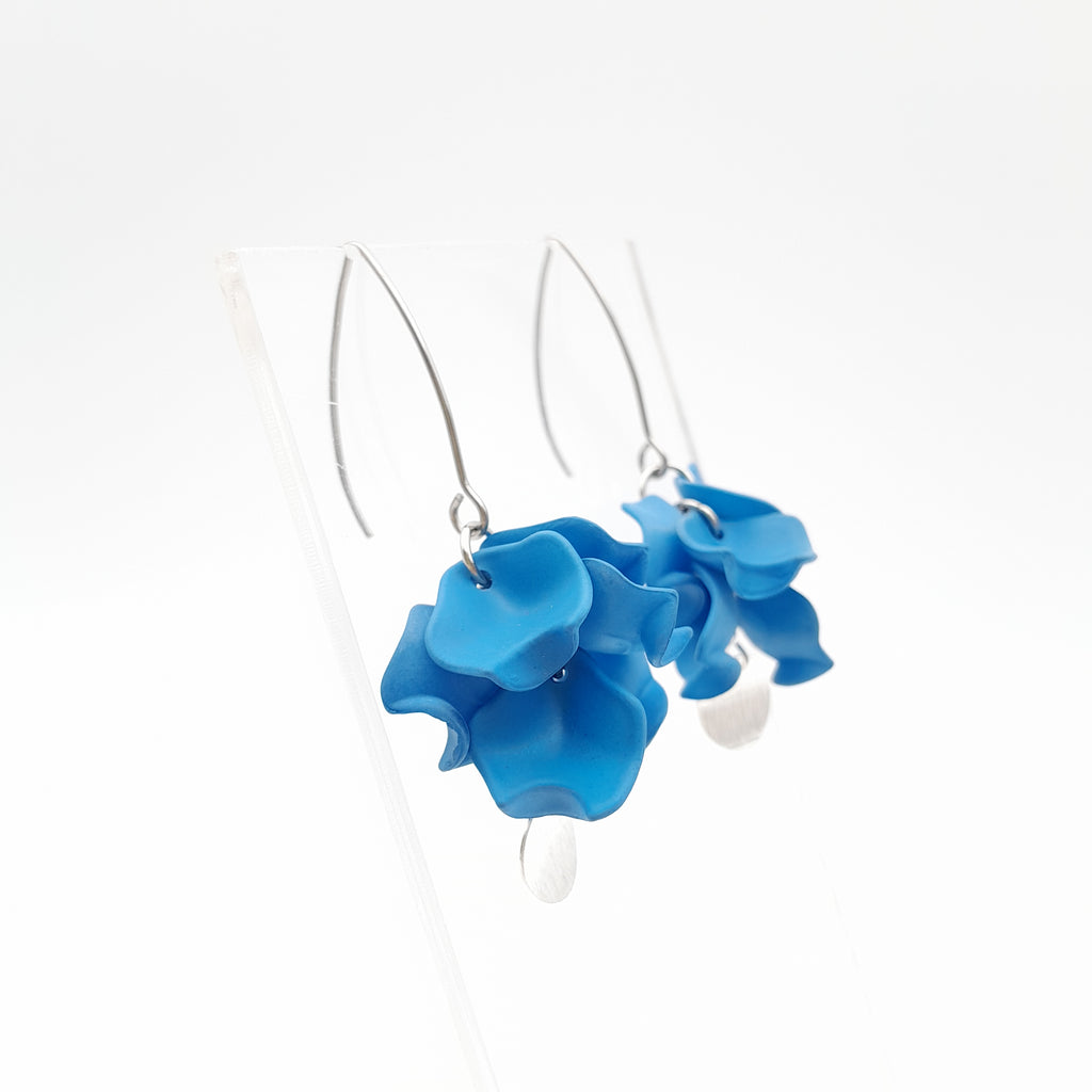 Petal Cluster Drop Earrings - Cornflower