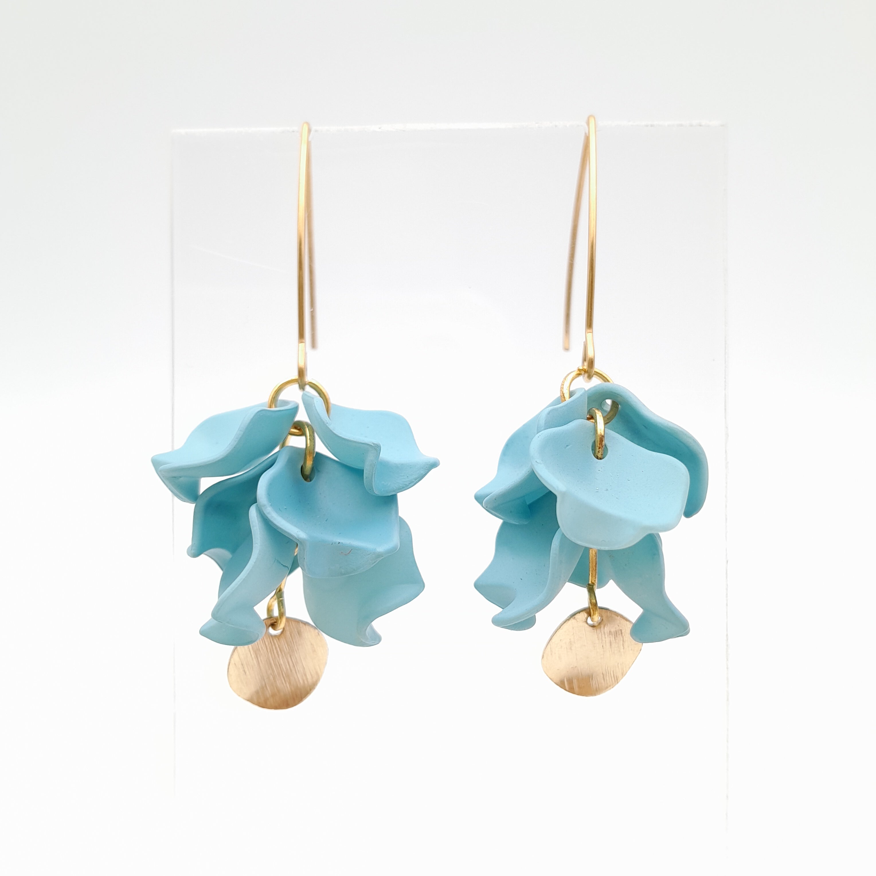 Petal Cluster Drop Earrings - Soft Sky