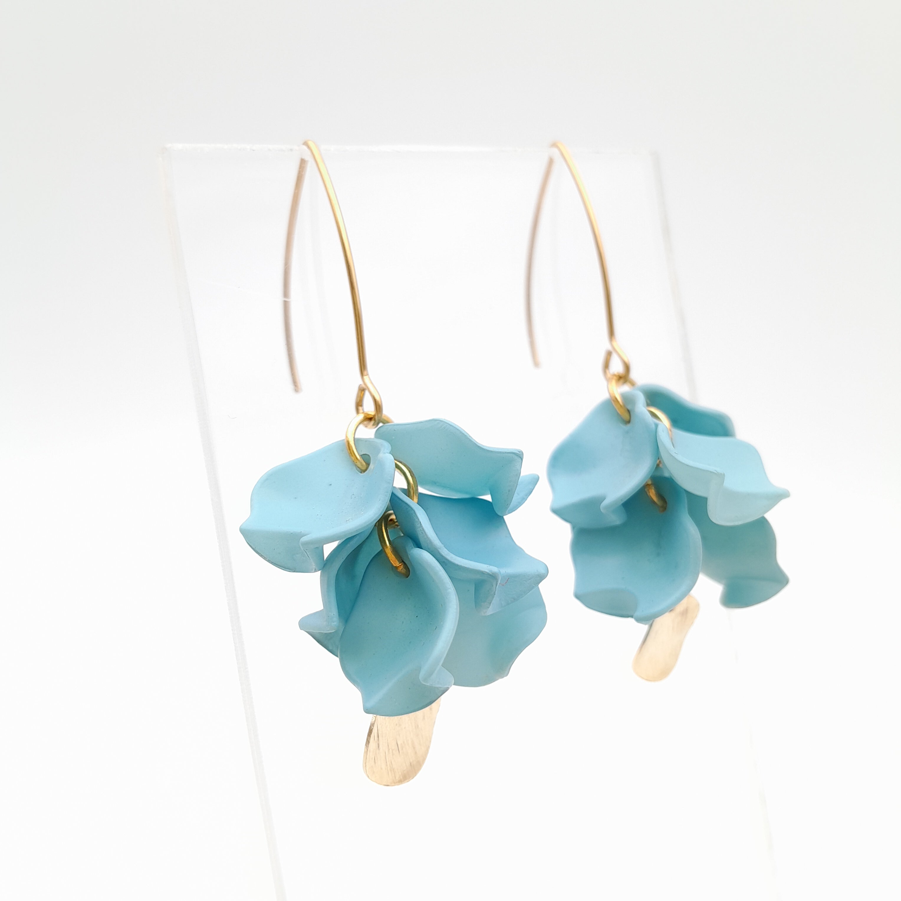 Petal Cluster Drop Earrings - Soft Sky
