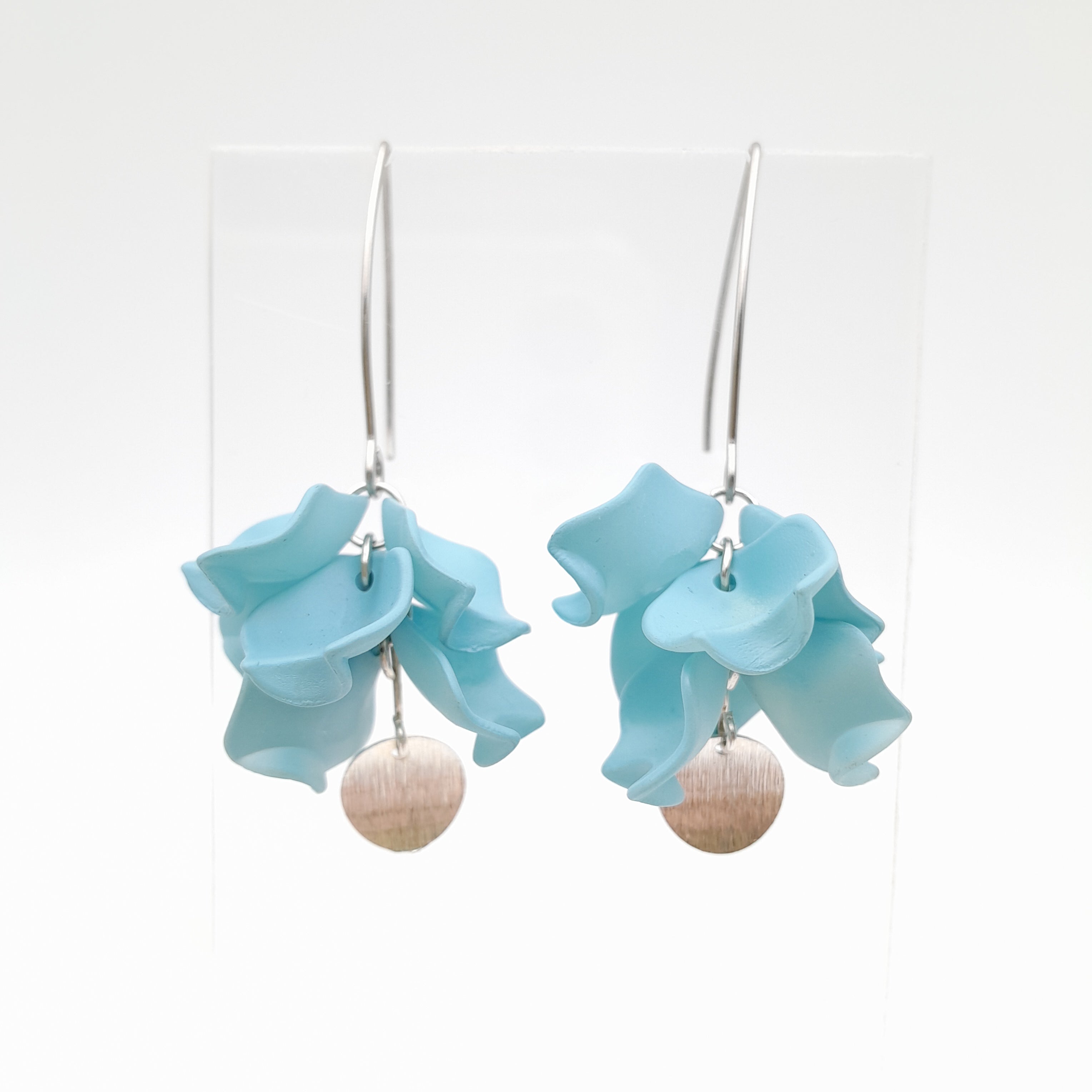 Petal Cluster Drop Earrings - Soft Sky