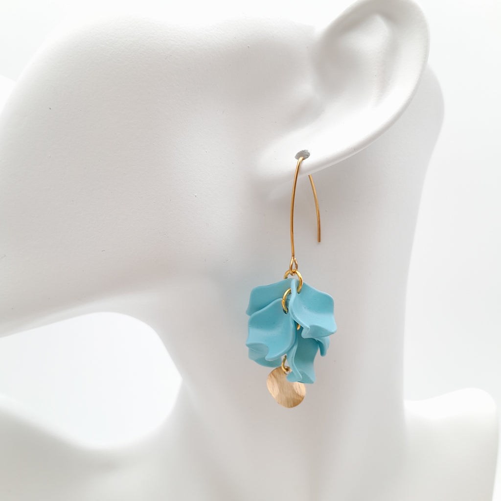 Petal Cluster Drop Earrings - Soft Sky