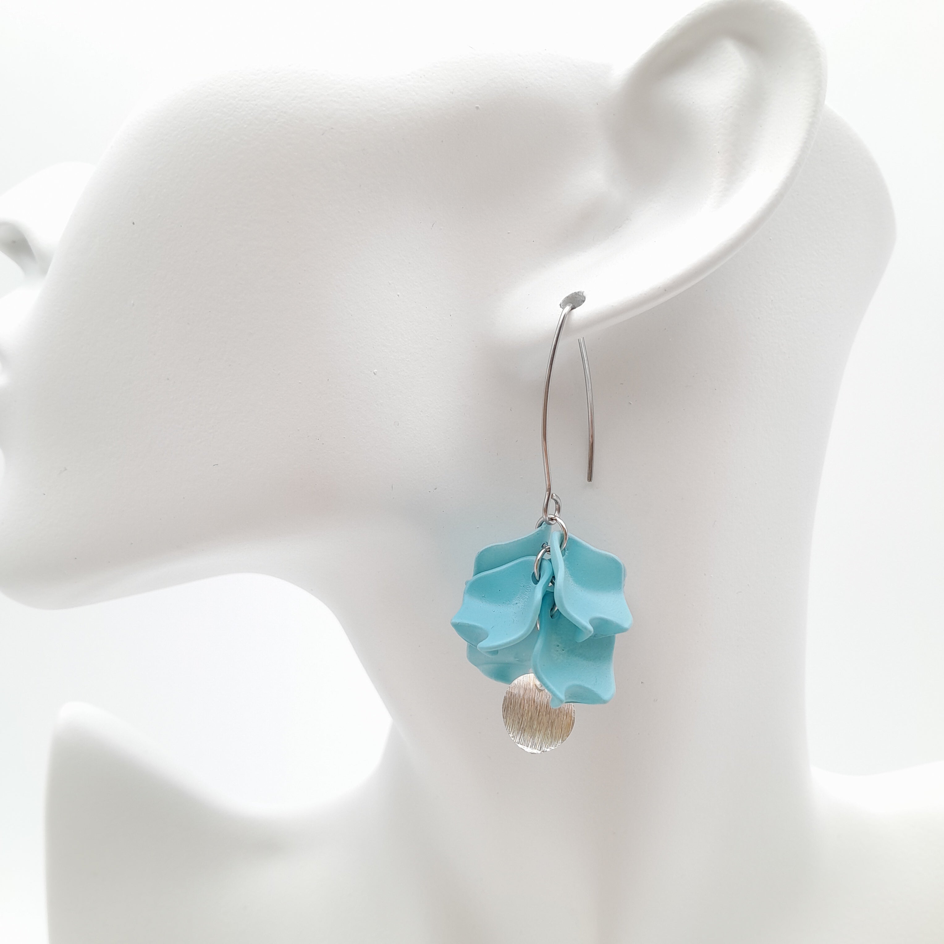 Petal Cluster Drop Earrings - Soft Sky