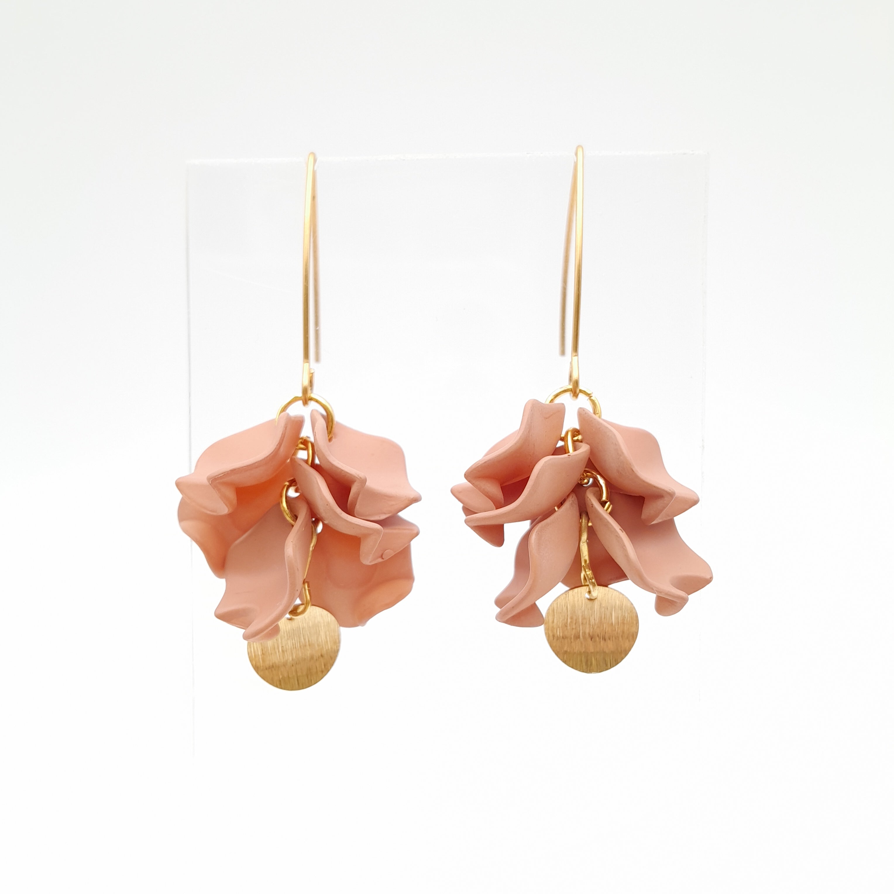 Petal Cluster Drop Earrings - Dusky Pink