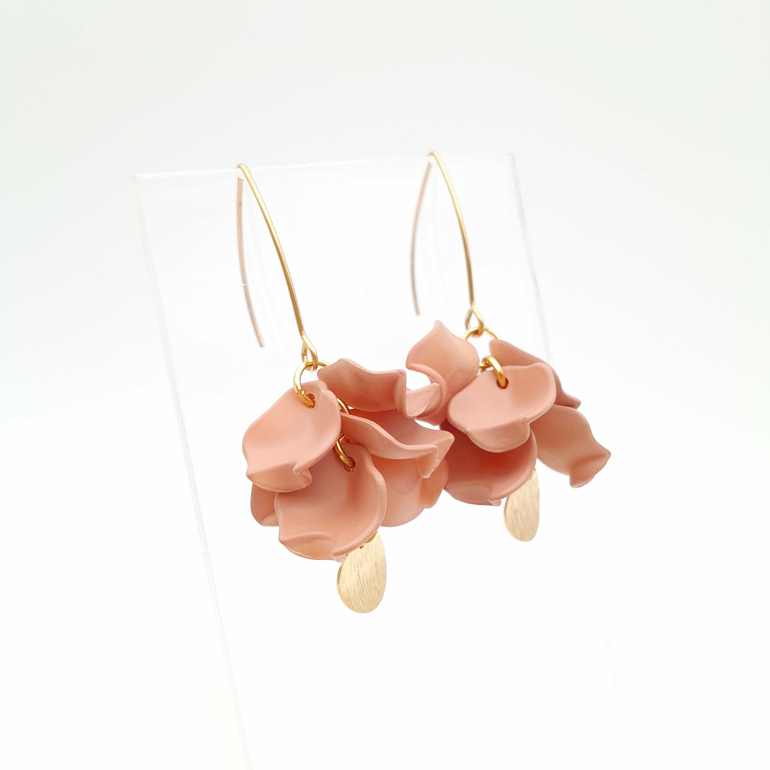 Petal Cluster Drop Earrings - Dusky Pink