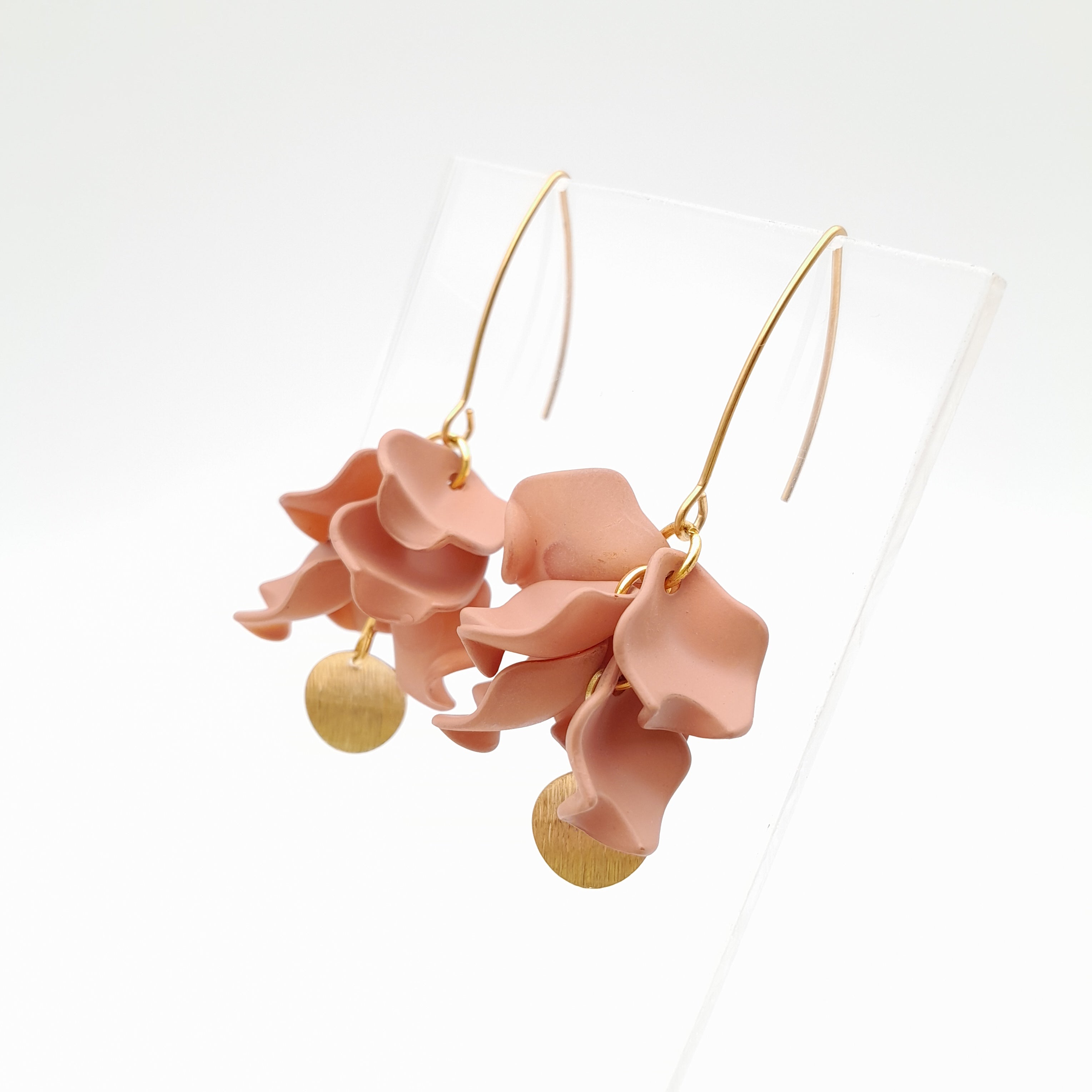Petal Cluster Drop Earrings - Dusky Pink