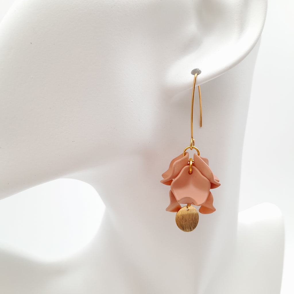 Petal Cluster Drop Earrings - Dusky Pink