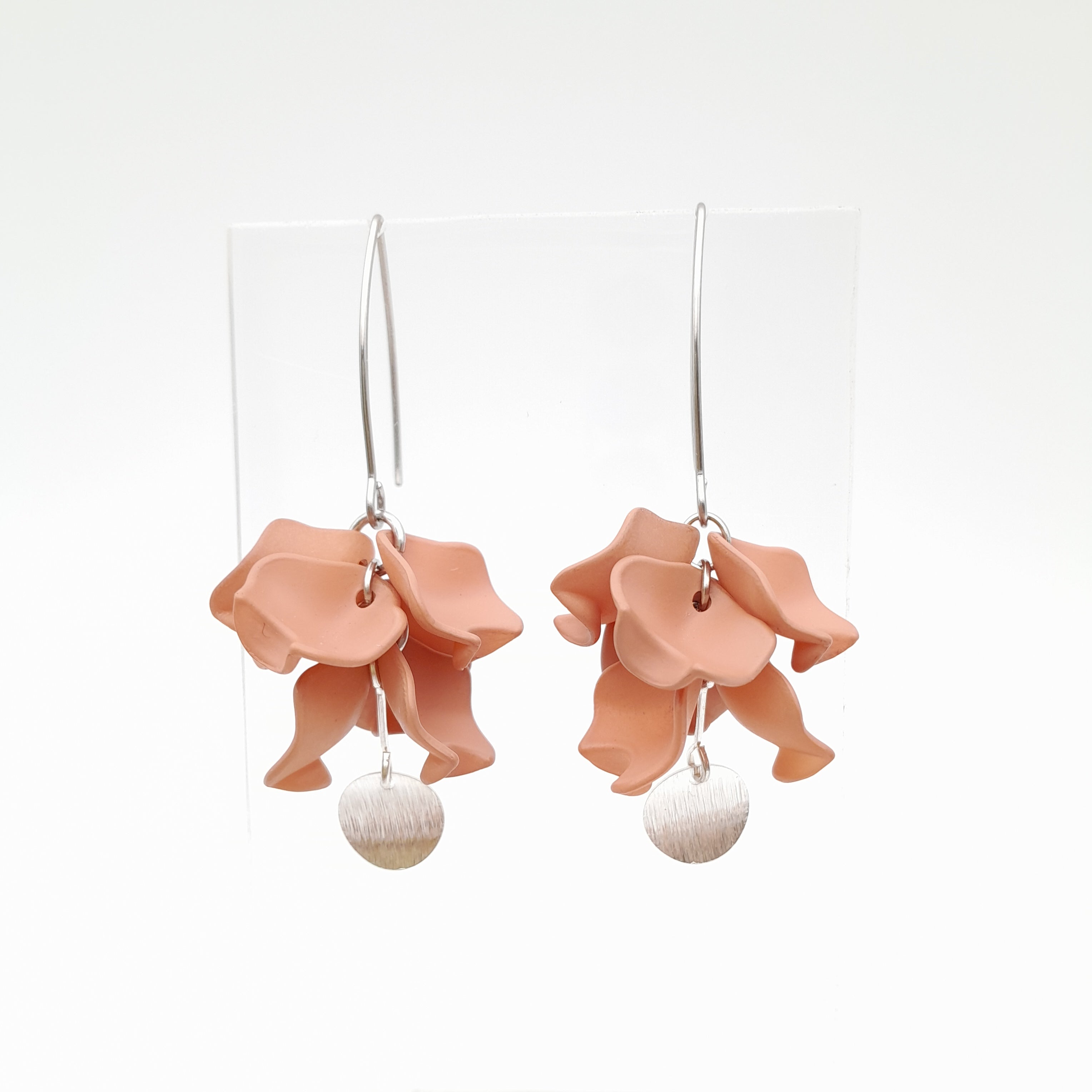 Petal Cluster Drop Earrings - Dusky Pink