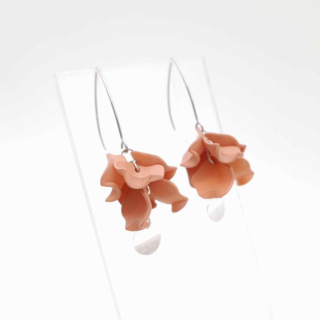 Petal Cluster Drop Earrings - Dusky Pink