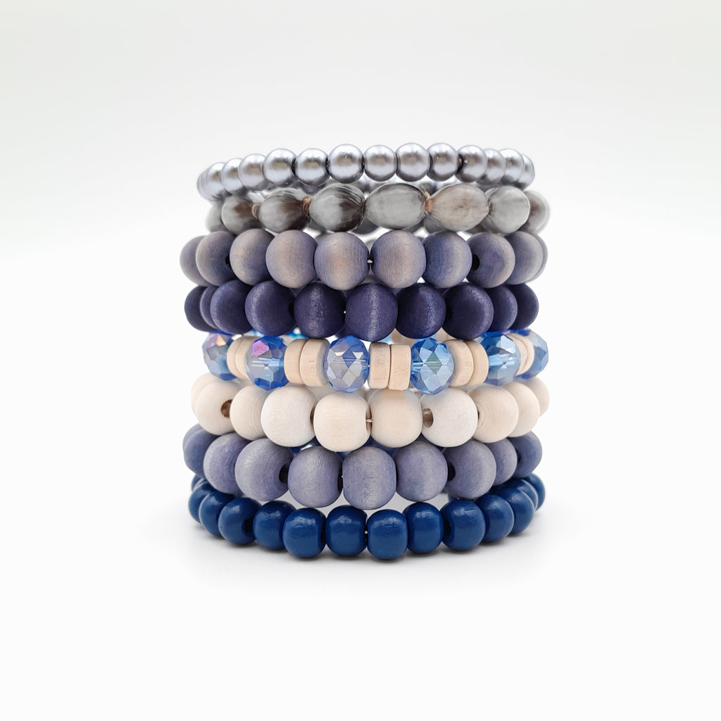 Large Coil Bracelet -Navy & Lavender