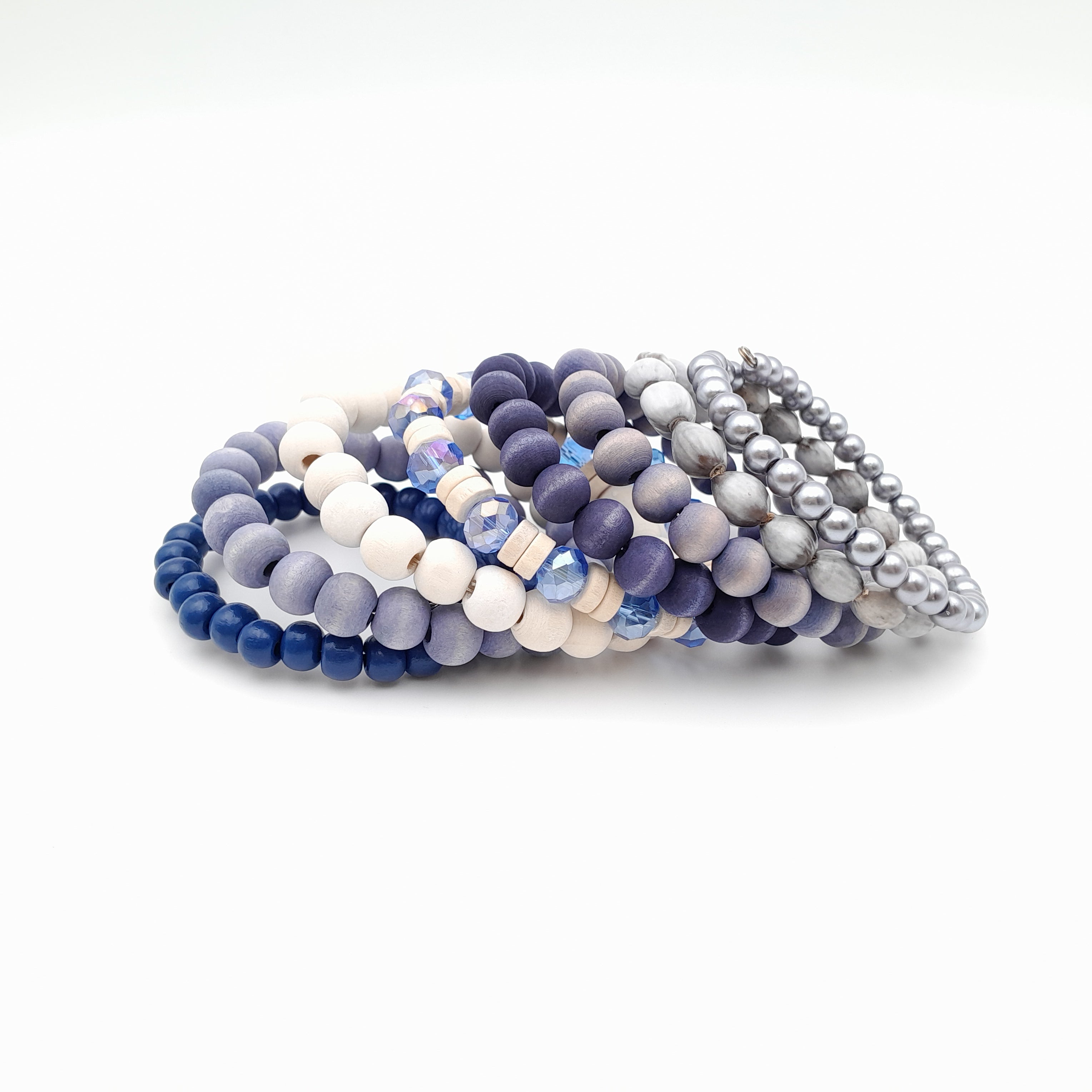 Large Coil Bracelet -Navy & Lavender
