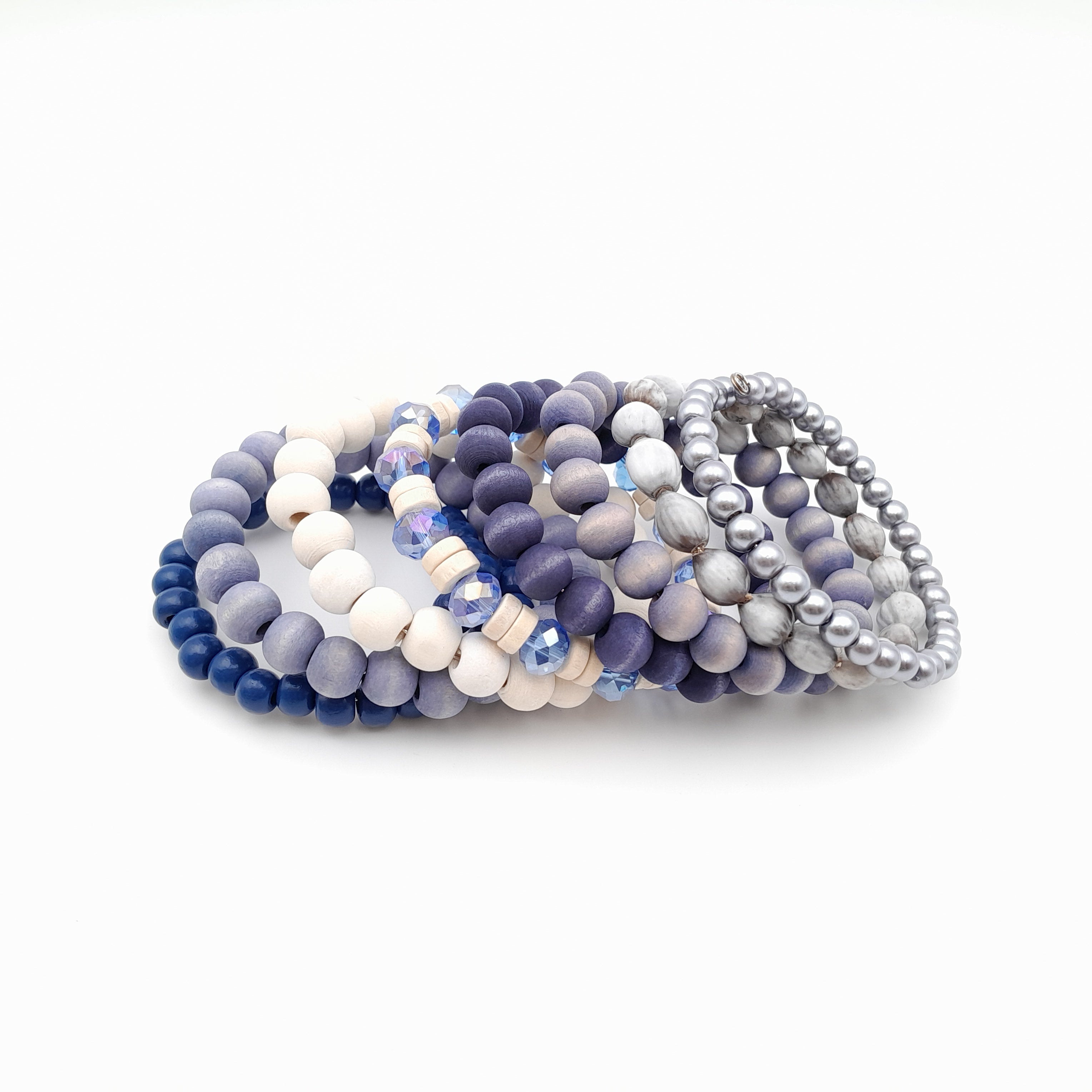 Large Coil Bracelet -Navy & Lavender