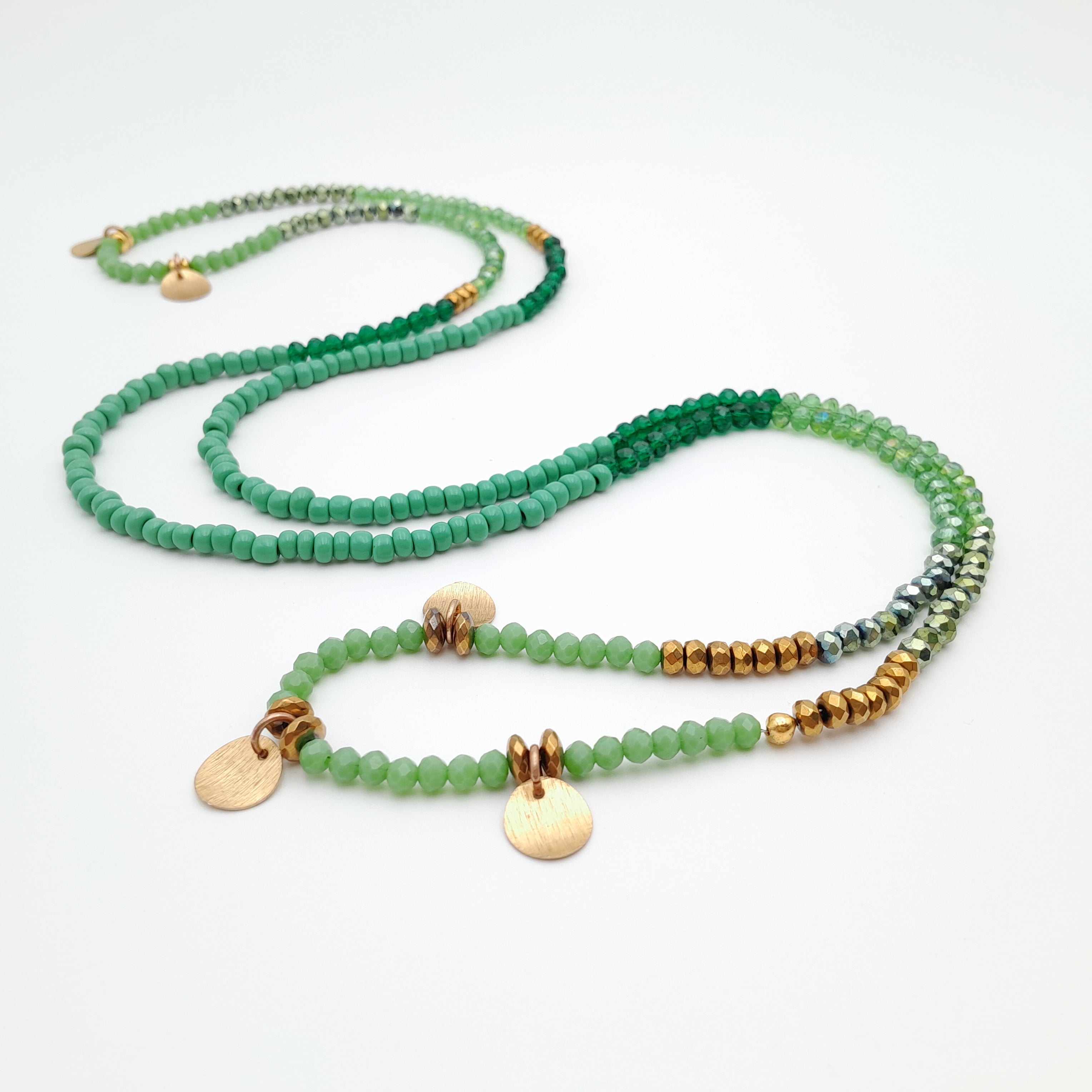 Crystal Layer Necklace - Green