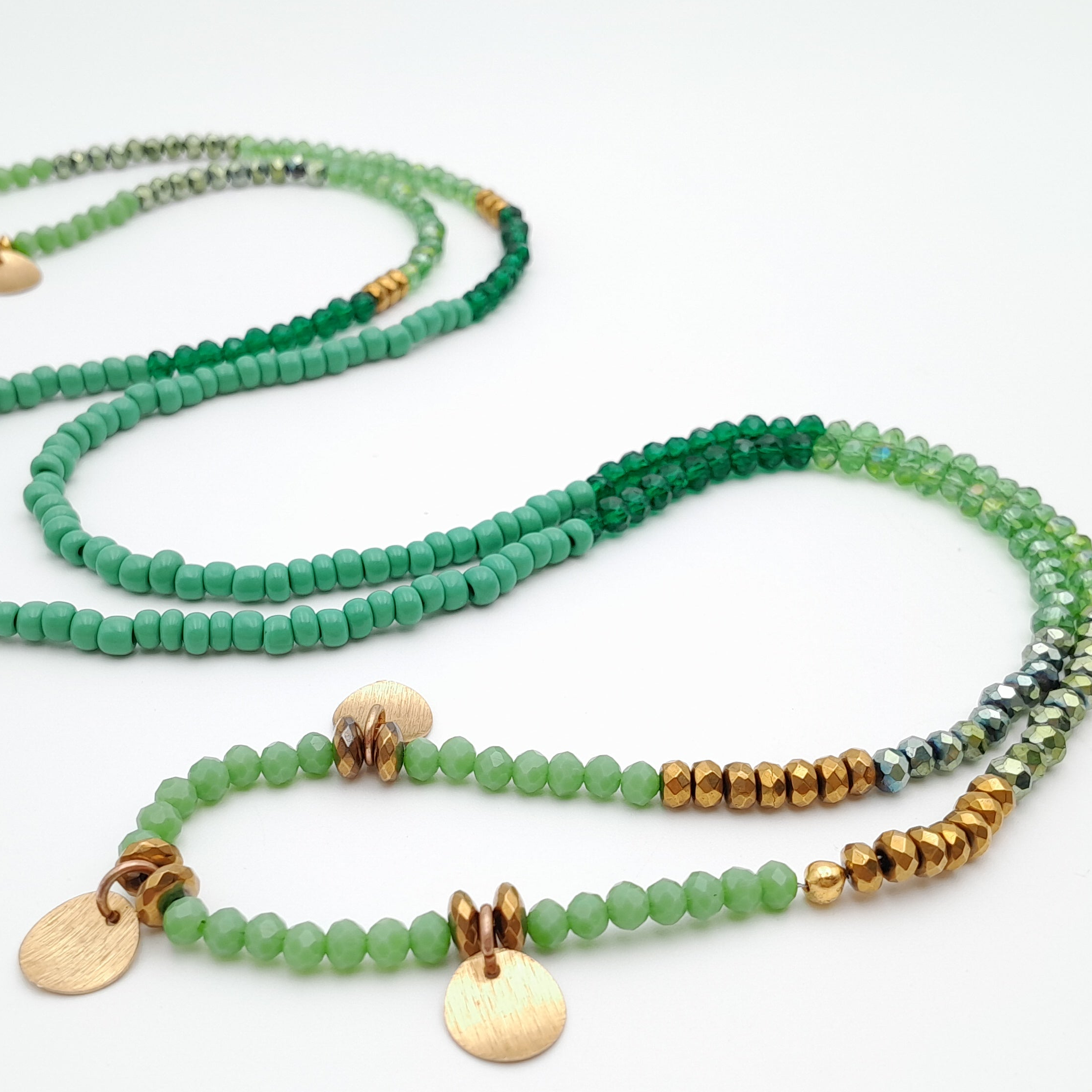 Crystal Layer Necklace - Green