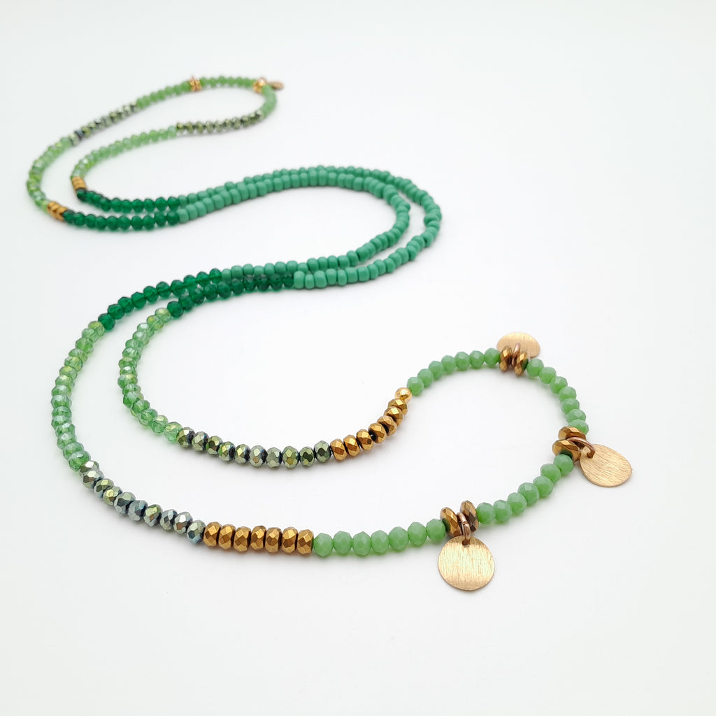 Crystal Layer Necklace - Green