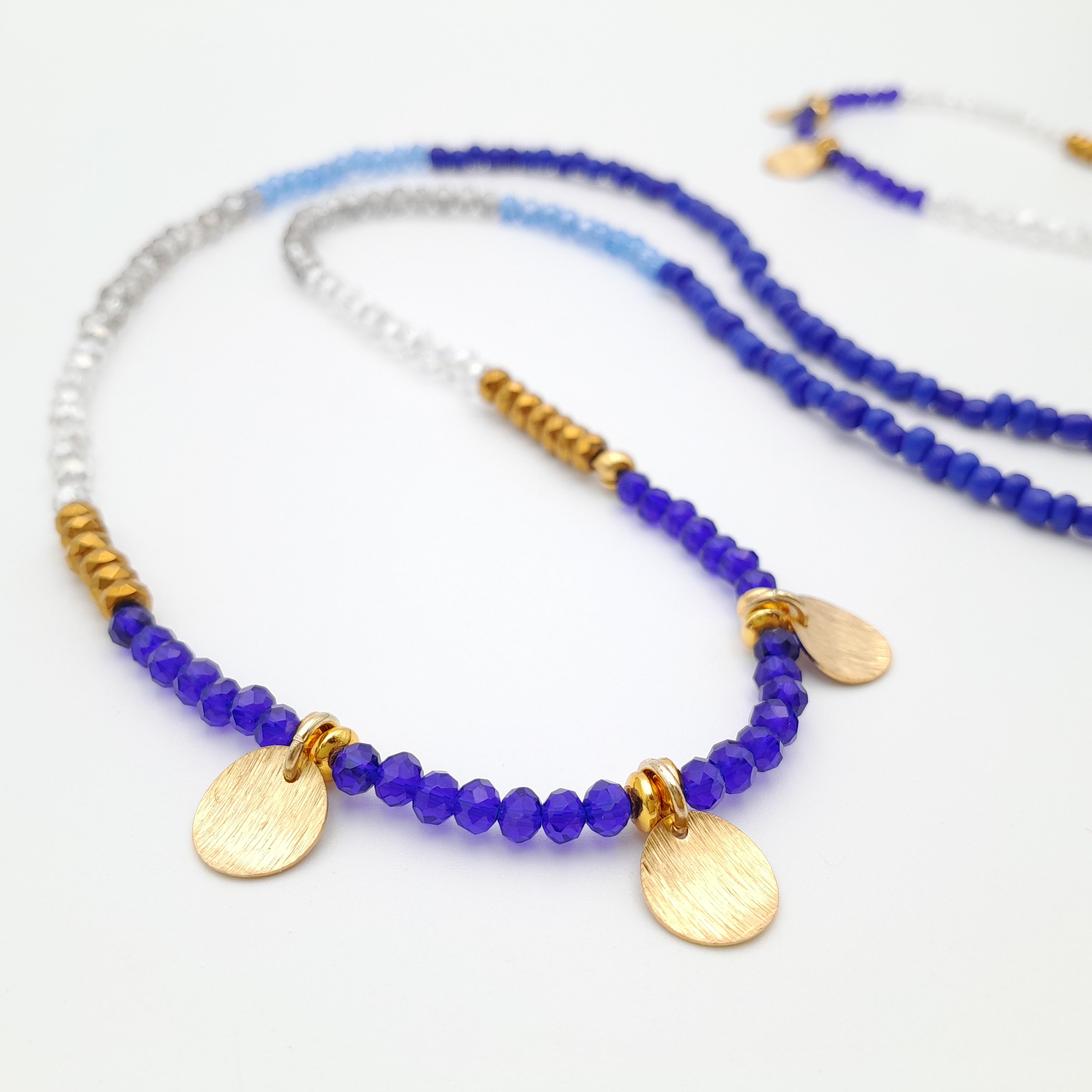 Crystal Layer Necklace - Blue