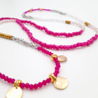 Crystal Layer Necklace - Hot Pink