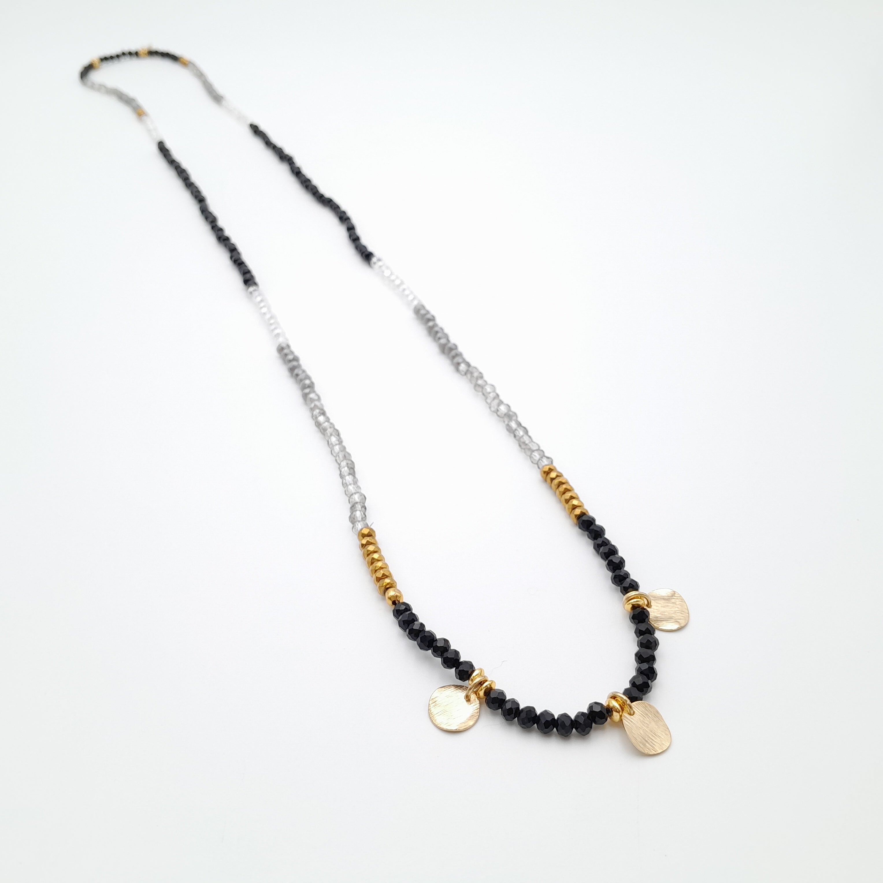 Crystal Layer Necklace - Graphite