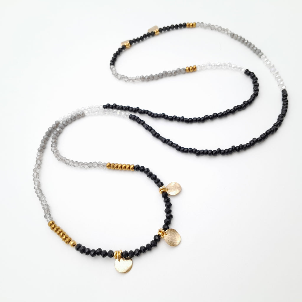 Crystal Layer Necklace - Graphite