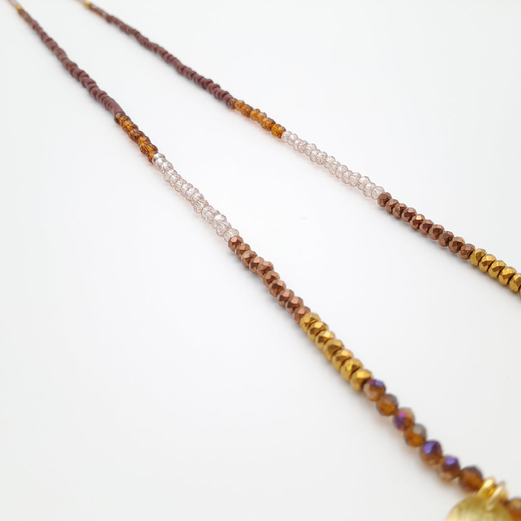 Crystal Layer Necklace - Brown