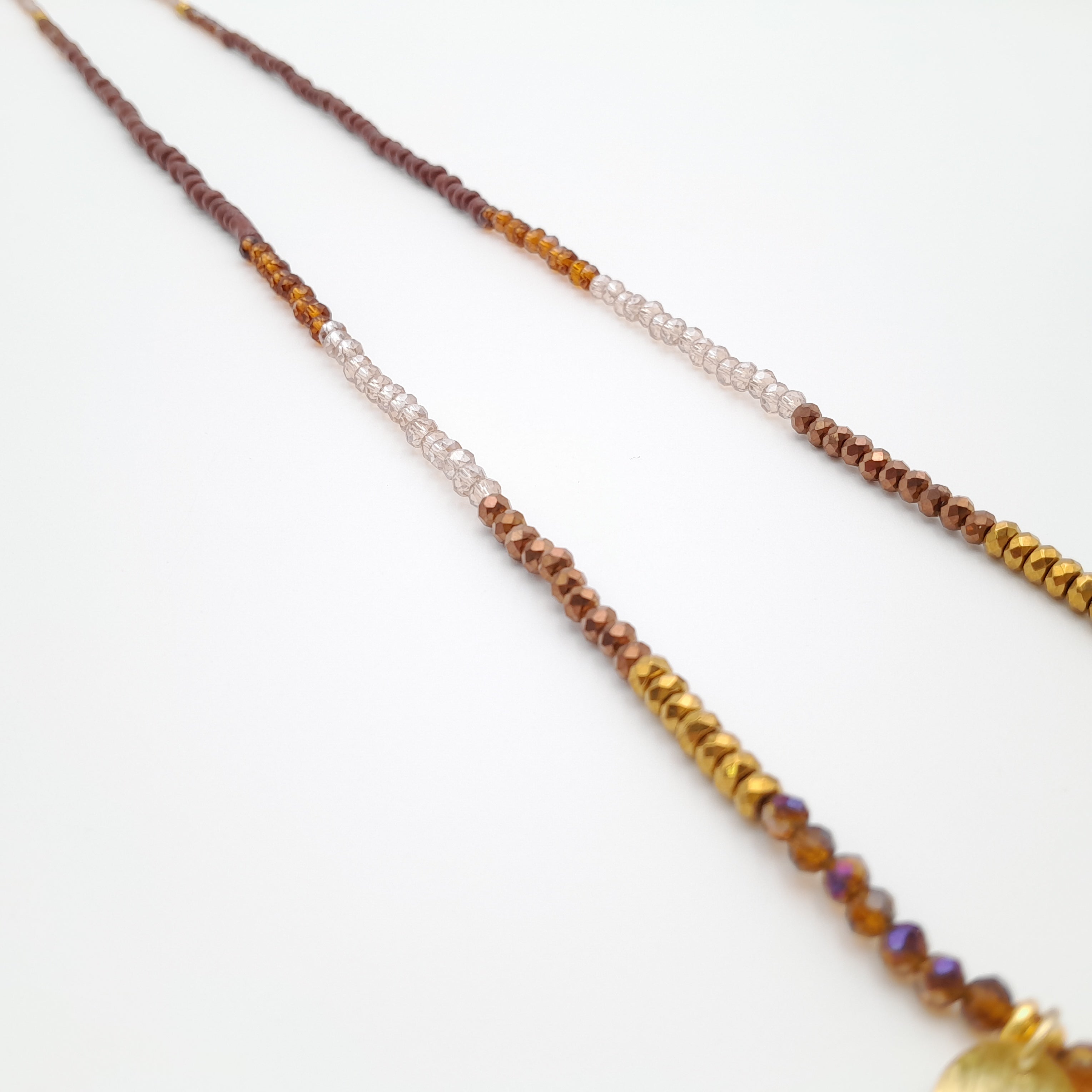 Crystal Layer Necklace - Brown